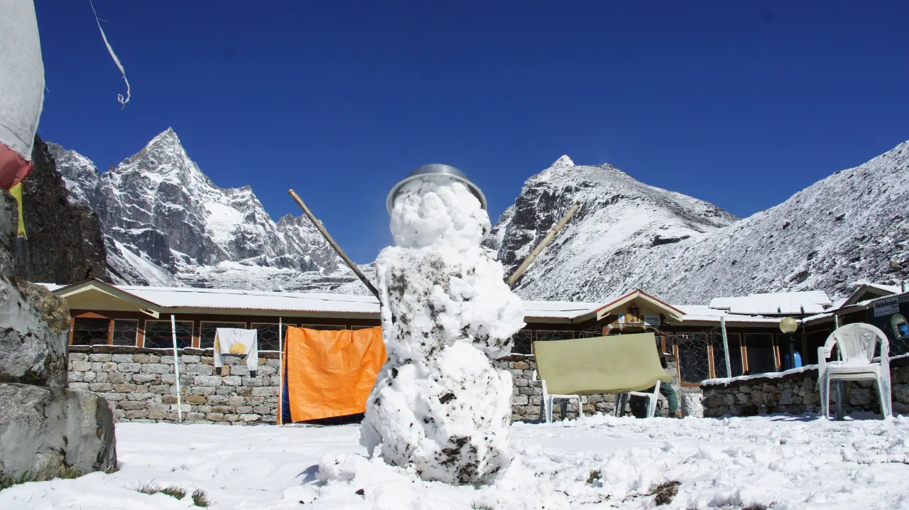 Schneemann, hält, wackelt und hat Luft,Everest Trekking