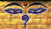 Der große Bodnath, Die Augen Buddhas am großen Bodnath von Kathmandu.
